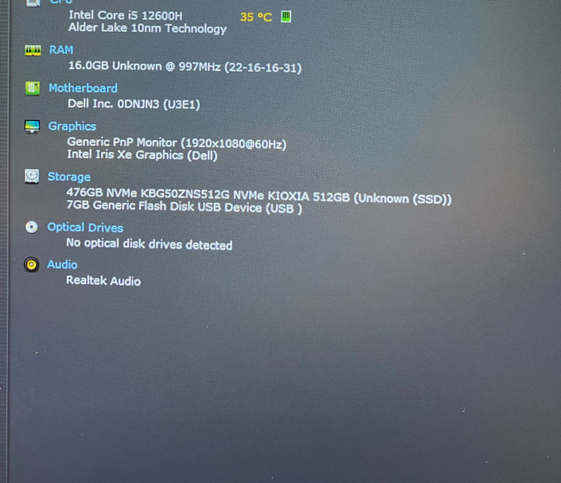Dell Latitude 5531 Core i5-12600H vPRO 16GB RAM 512GB SSD No Power Adapter READ