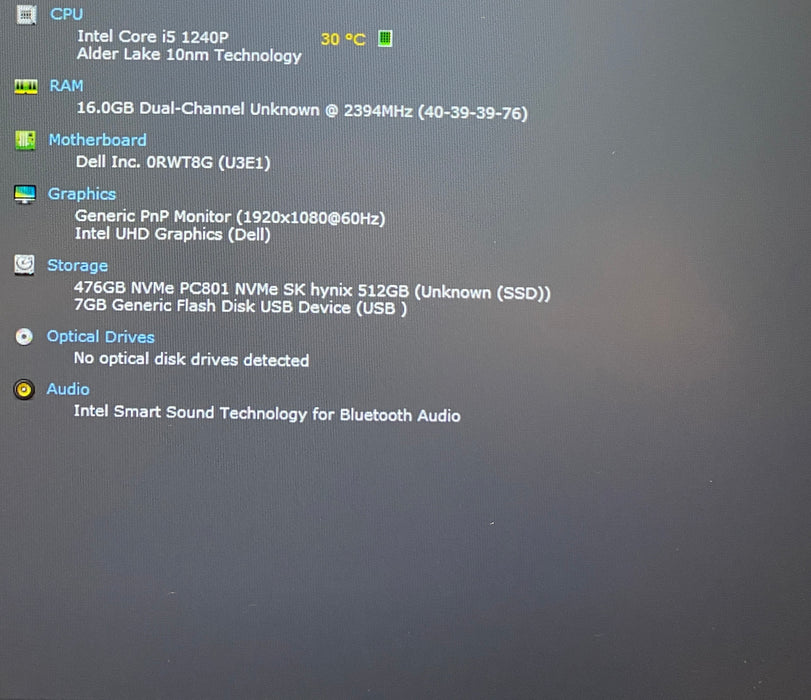 Dell Latitude 5431 Core i5-1240P 1.70GHz 16GB RAM 512GB SSD No Power Adapter