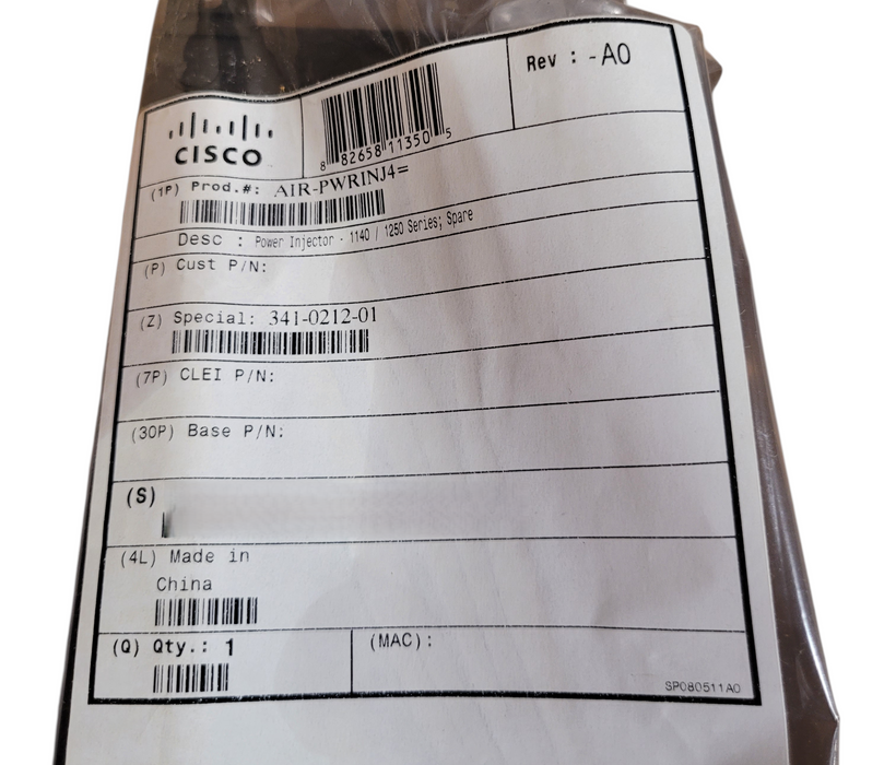 Cisco AIR-PWRINJ4 Aironet PoE Power Injector for 1140/1250/1260/3500 Series APs