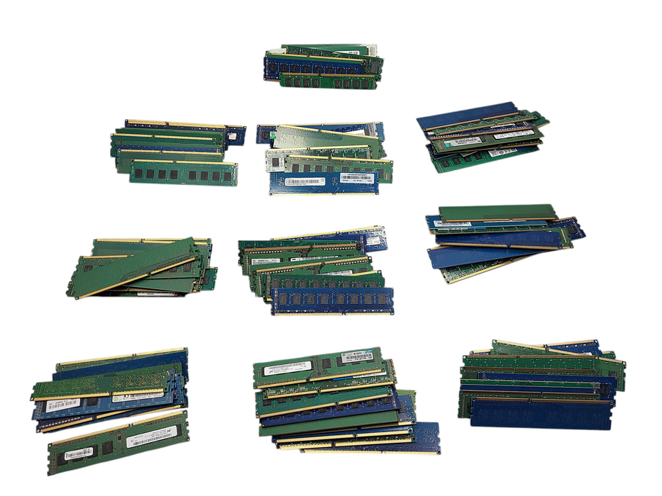 Lot of 100x, Assorted Non Heat Sink 4GB DDR3/DDR3L Desktop RAM