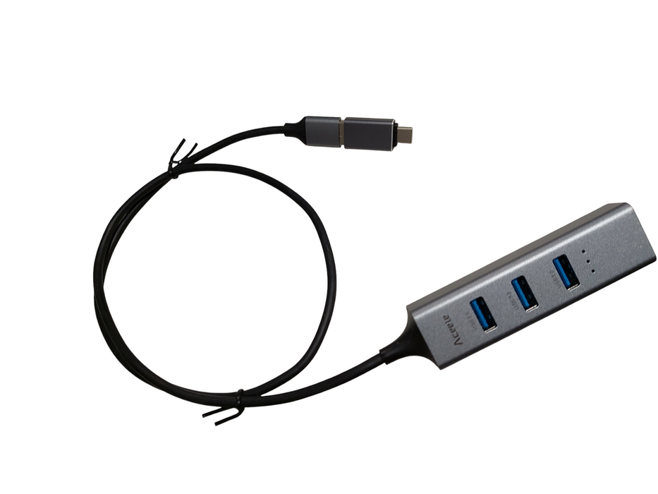Aceele USB 3.0 x 3 Lan Network Adapter USB C Type Power Cable Adapter