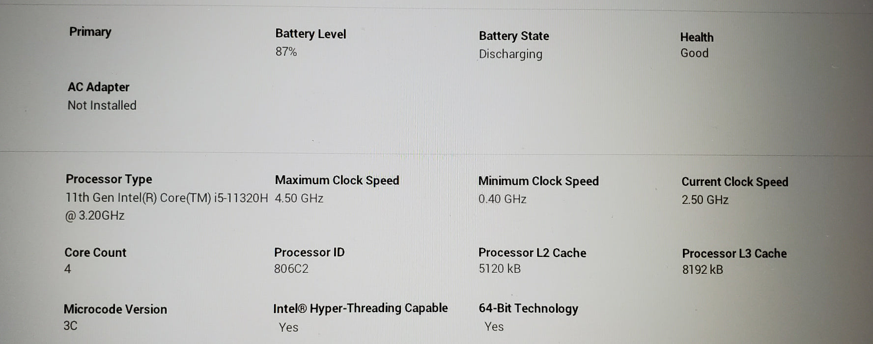 Dell Inspiron 15 5510 i5-11320H 16GB 256GB NVMe SSD