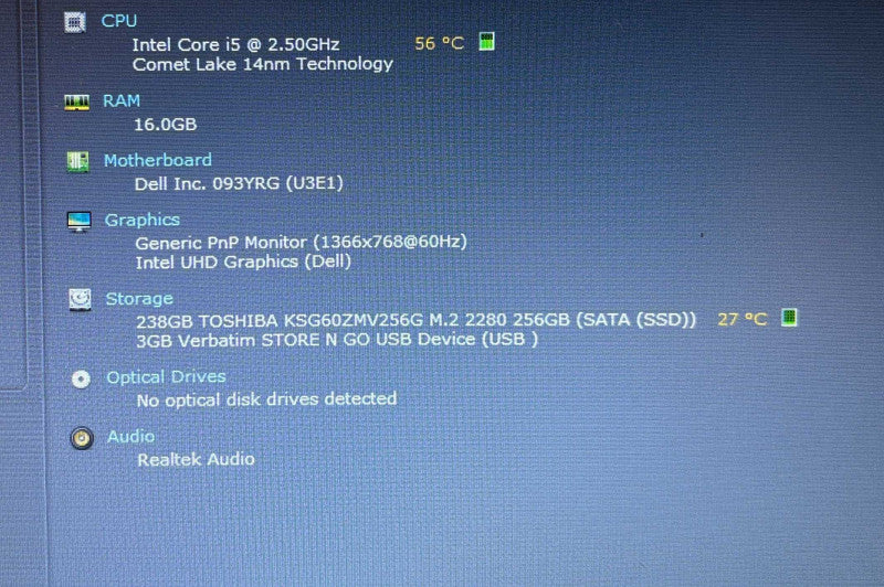 Dell Latitude 5511 i5-10300H 16GB RAM 256SSD Missing \\"Fn\\" Key READ!  Lap200