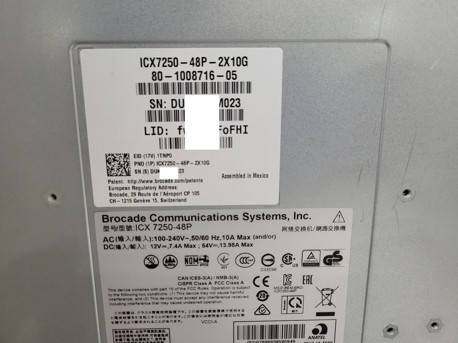 Brocade ICX7250-48P- 2X10G -Port Managed Network Switch, Read