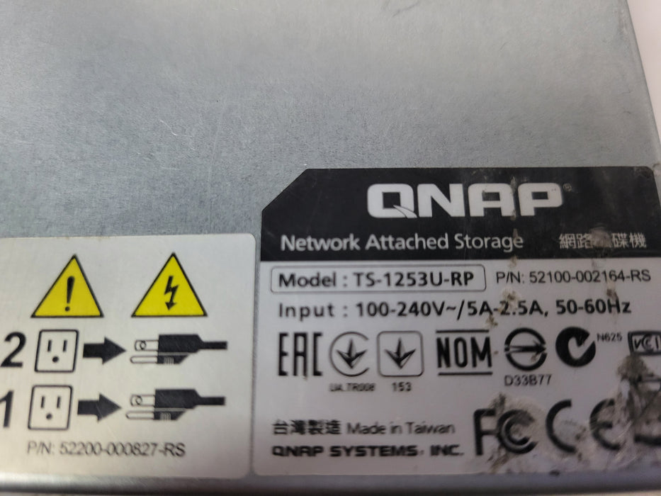 QNAP TS-1253U-RP 12 Bay Network Attached Storage w/ 12x HDD Trays, No PSU, READ