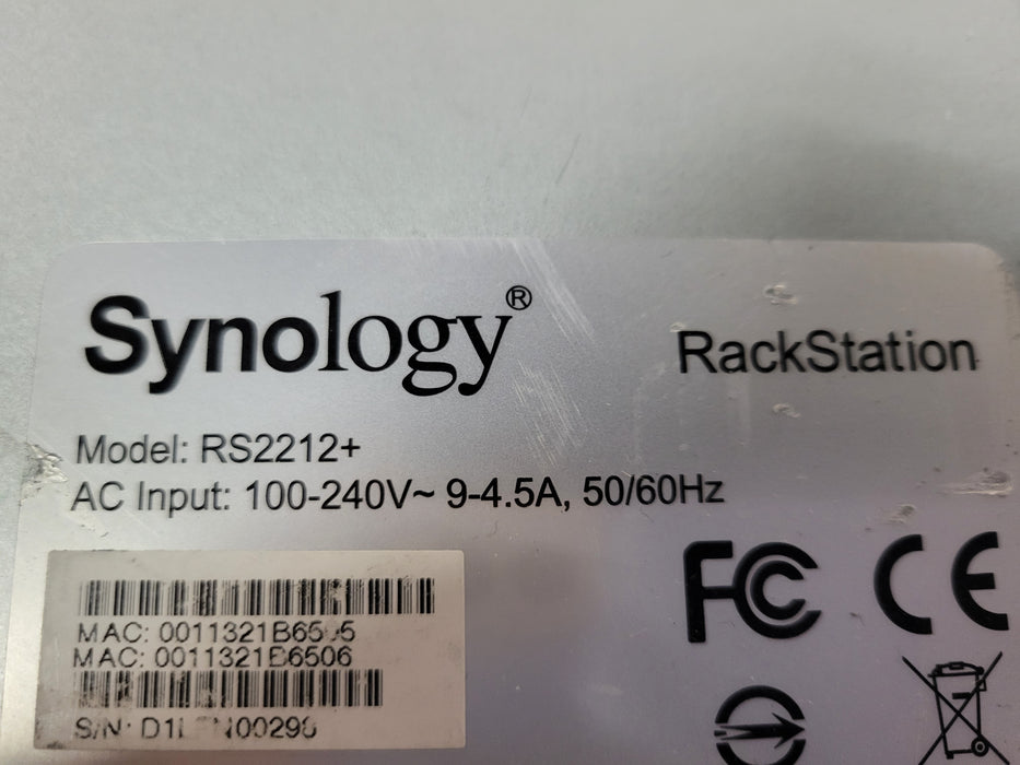 Synology RS2212+ 10 Bay NAS with 1x HDD Tray, No HDD