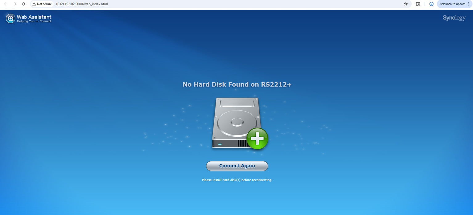 Synology RS2212+ 10 Bay NAS with 1x HDD Tray, No HDD