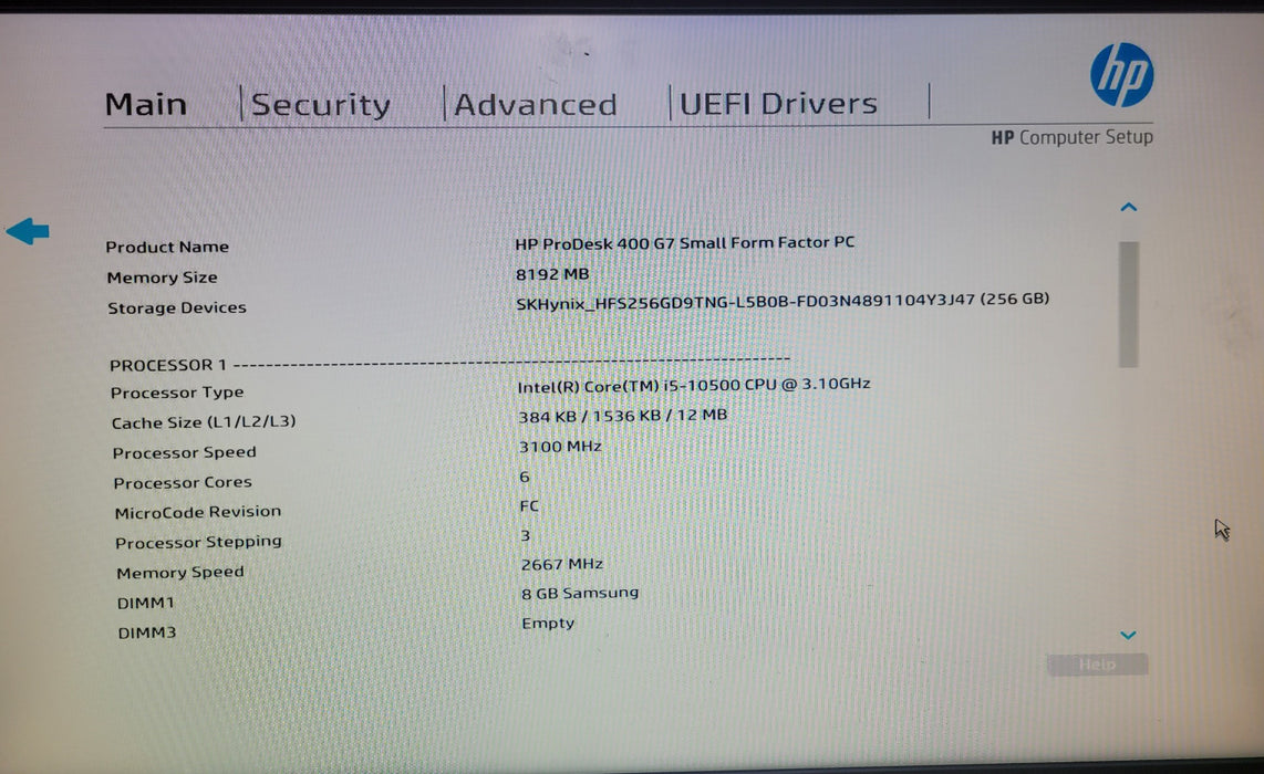 HP ProDesk 400 G7 | i5-10500 @3.10GHz 8GB DDR4 256GB NVMe