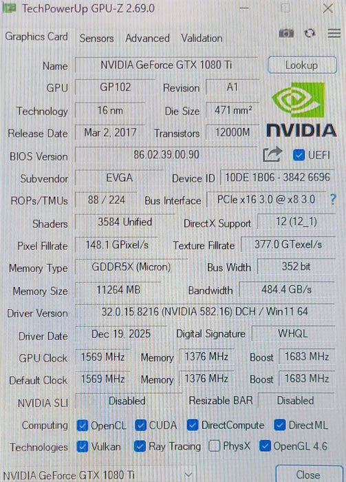 EVGA GTX 1080 Ti FTW3 11GB GDDR5X Graphics Card, READ