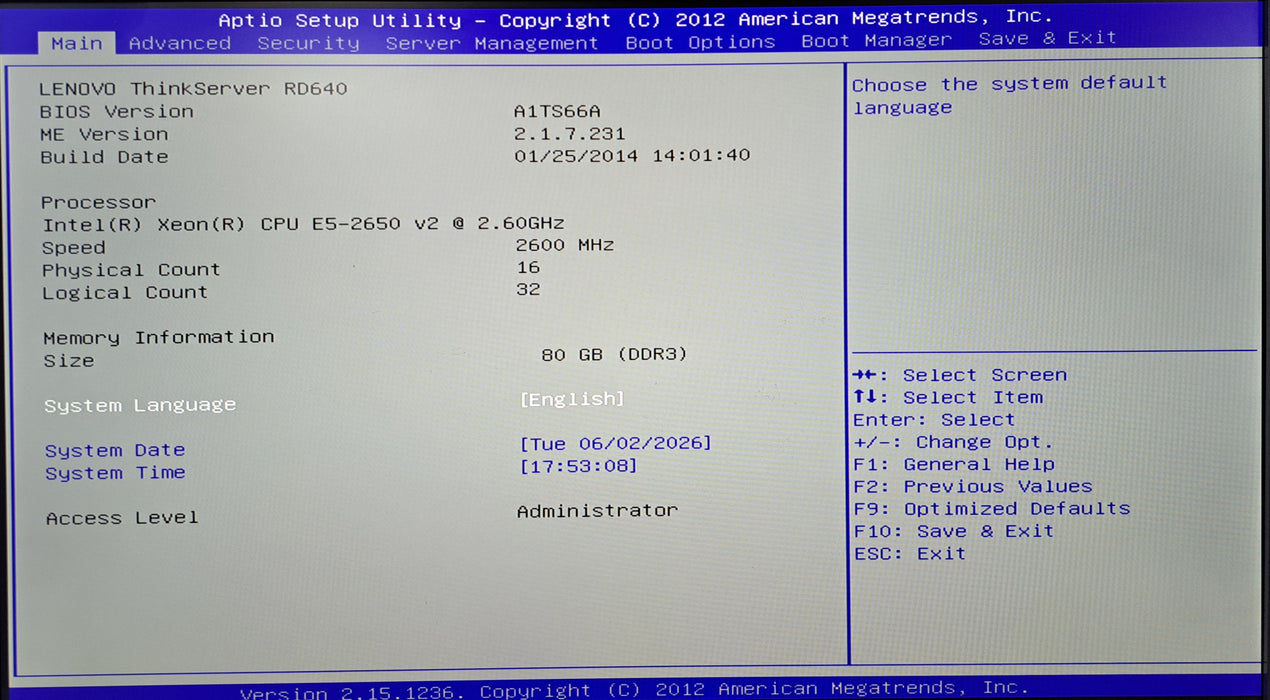 Lenovo ThinkServer RD640 16x 2.5"| 2x Xeon E5-2650 v2, 80GB DDR3, 9270CV-8i