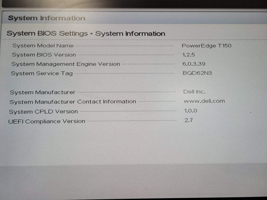 Dell PowerEdge T150, Xeon E-2334 @ 3.40GHz, 64GB DDR4, PERC H355