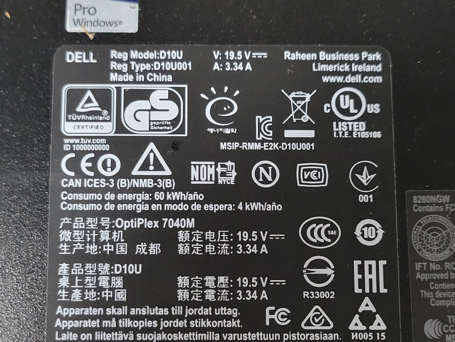 Dell OptiPlex 7040 Micro, Core i7-6700T 2.80 GHz, 8 GB DDR4, 240GB SSD