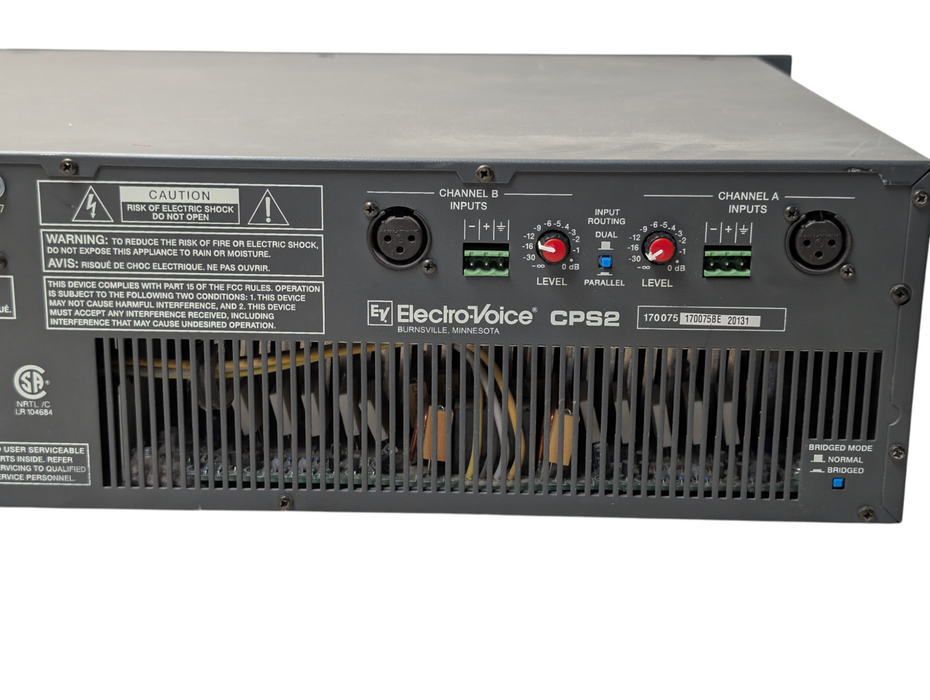 Electro Voice EV CPS2 Contractor Precision Stereo 2x 600W Audio Power Amplifier