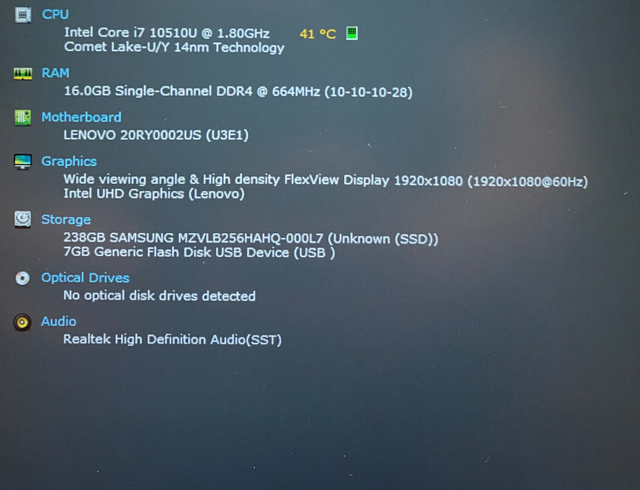 Lenovo ThinkPad T490 TOUCH Core i7-10510U 1.80GHz 16GB RAM 256GB SSD