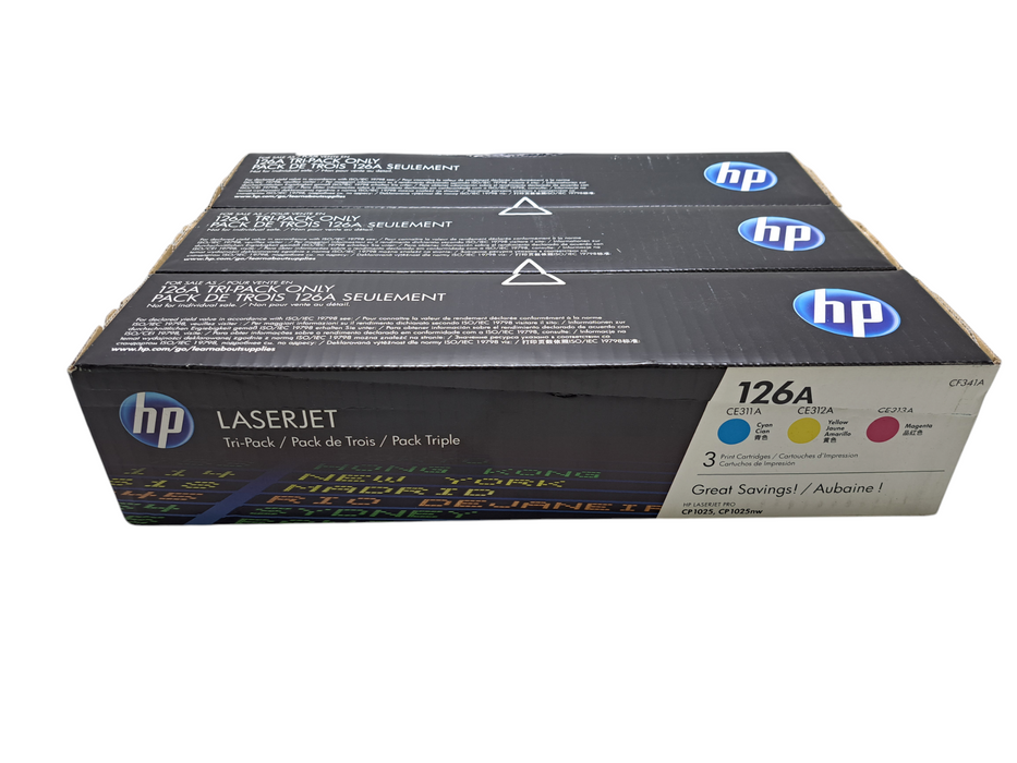 HP 126A Tri-Pack, Cyan, Magenta, Yellow Toner Cartridge Set  OEM