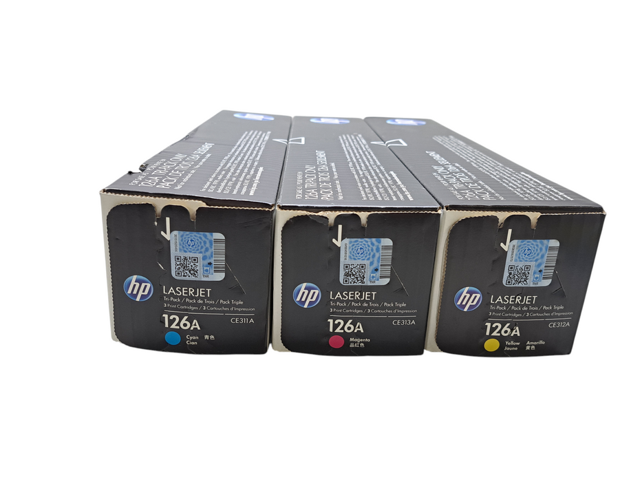HP 126A Tri-Pack, Cyan, Magenta, Yellow Toner Cartridge Set  OEM
