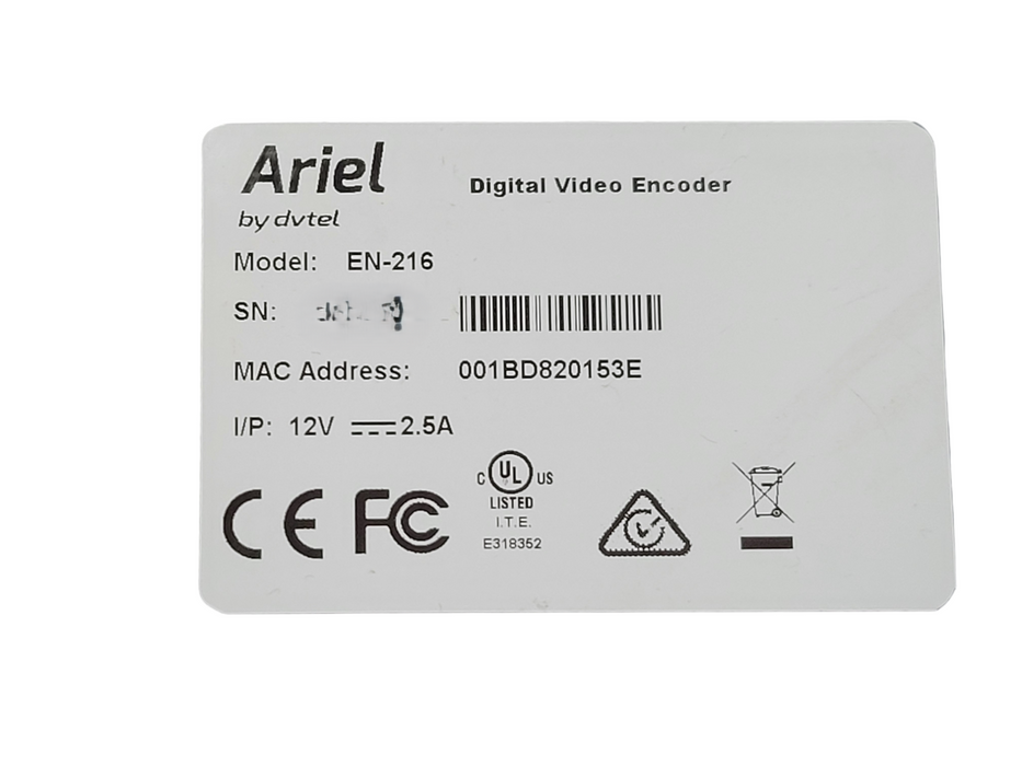 ARIEL EN-216 DIGITAL VIDEO ENCODER