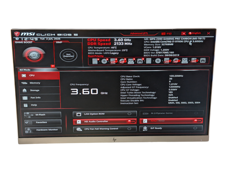 MSI Z390 Gaming PRO Carbon Intel Core i7-9700K 32GB RAM Motherboard Combo