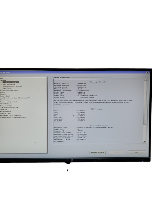 Dell OptiPlex TOWER 7080 Core i7-10700 2.90GHz 16GB RAM NO-HDD/SSD