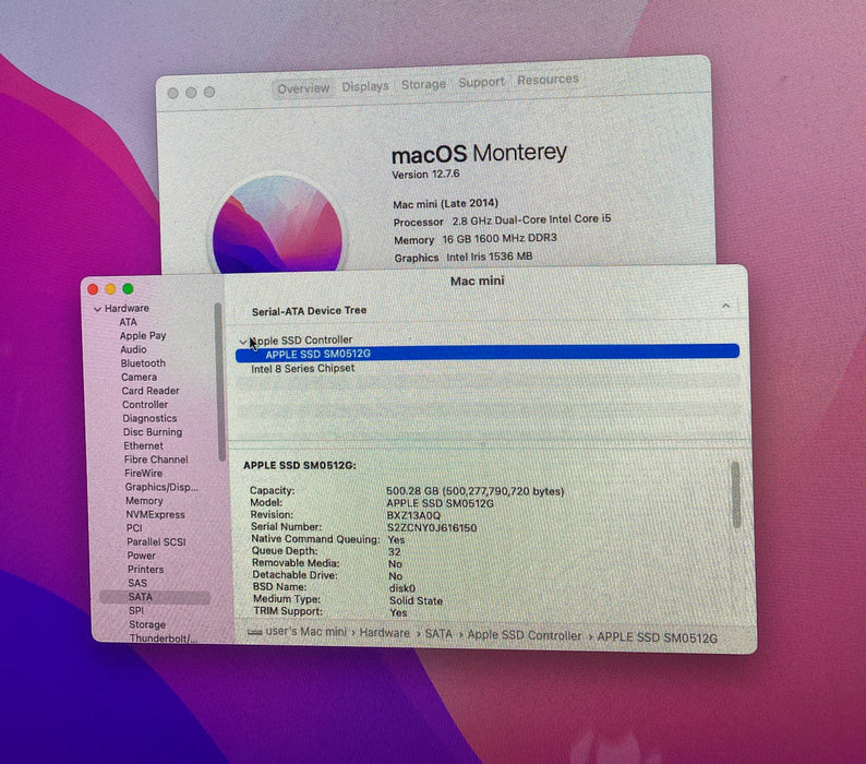 Apple Mac Mini Late 2014 Core i5-4308U 2.80GHz 16GB RAM 512GB SSD