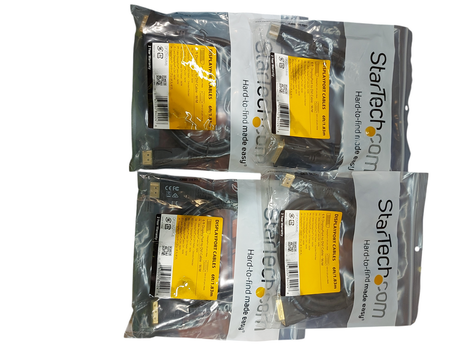 Lot 4x Startech DisplayPort to DVI Cable 6FT DP Male