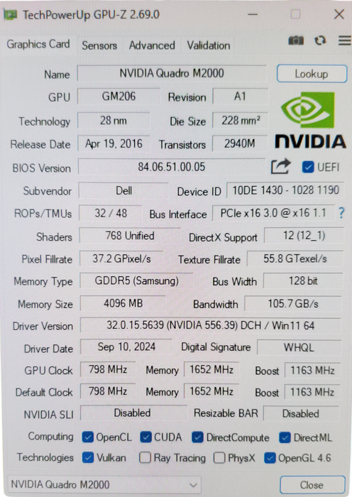 NVIDIA Quadro M2000 4GB GDDR5 Graphics Card | 4x DisplayPort