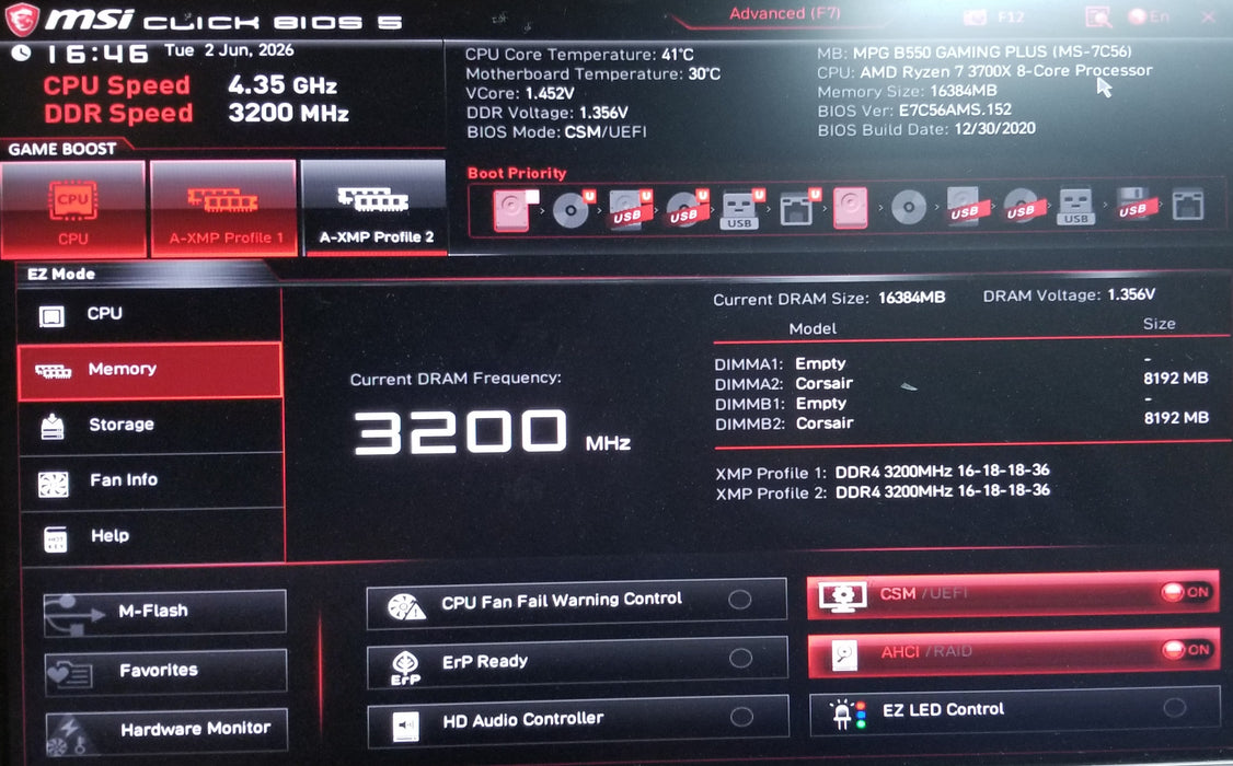 Custom Pc w/ MSi MPG B550 Gaming AMD Ryzen 7 3700x 16GB RAM 256GB NVMe