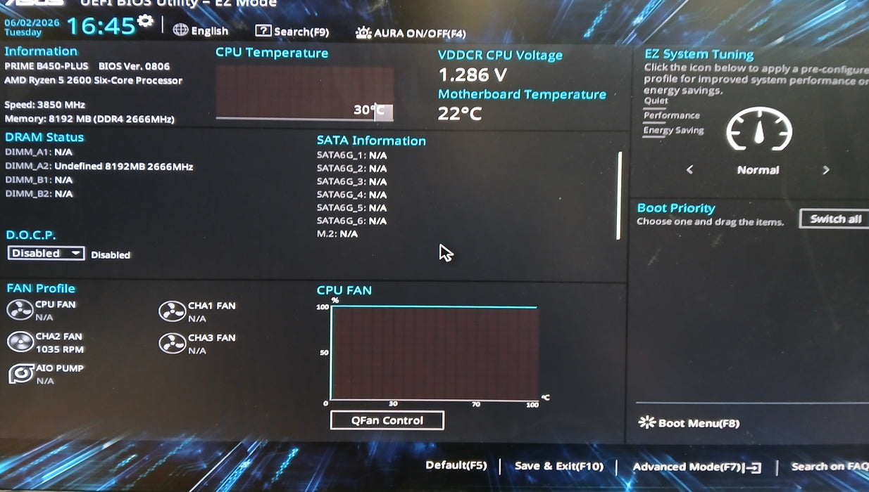 ASUS Prime B450-Plus w/ Ryzen 5 2600 8GB DDR4 RAM No HDD