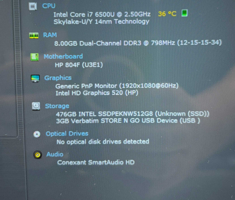 HP Spectre x360 Convertible TOUCH i7-6500U 8GB 512SSD READ  Lap200
