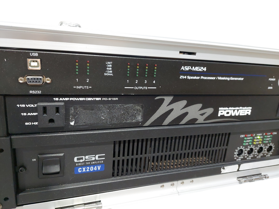 QSC Audio Products CX204V In Gator Case 2x4 Speaker Processor/Masking Generator