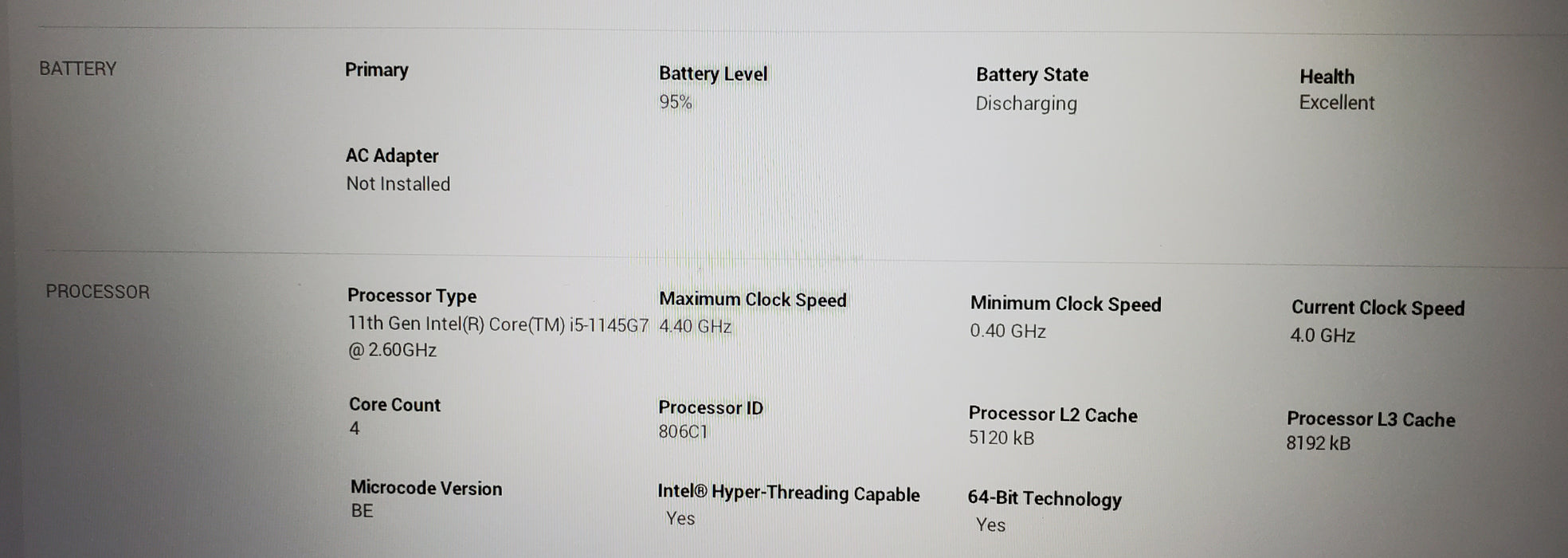 Dell Latitude 3520 i5-1145G7 @ 2.6GHz 16GB DDR4 256GB NVMe