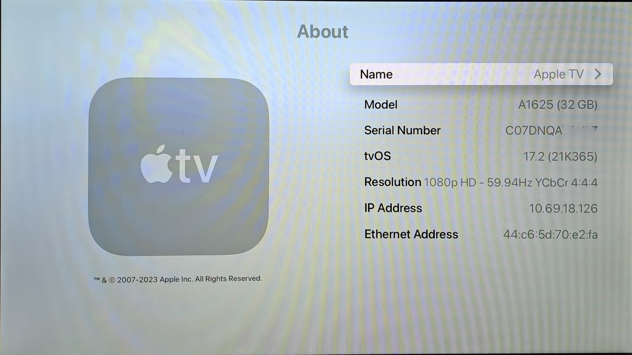 Apple TV (4th Generation) 32GB HD Media Streamer A1625