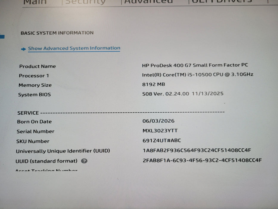 HP ProDesk 400 G7 | i5-10500 @3.10GHz 8GB DDR4 256GB NVMe