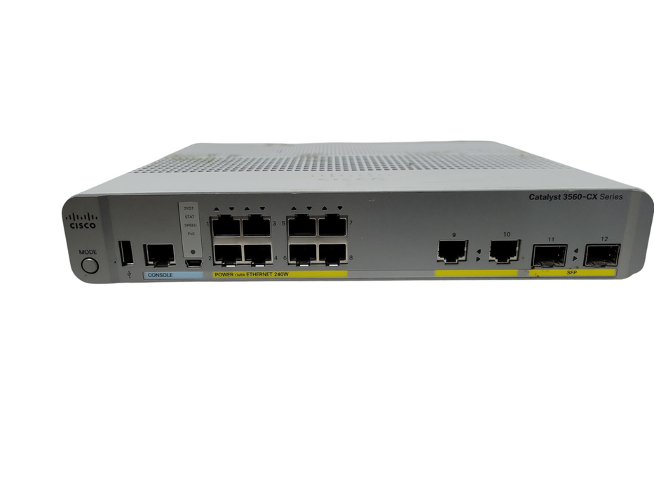 Cisco WS-C3560CX-8PC-S V03 | 8-Port Gigabit PoE+ 240W Silent Switch READ