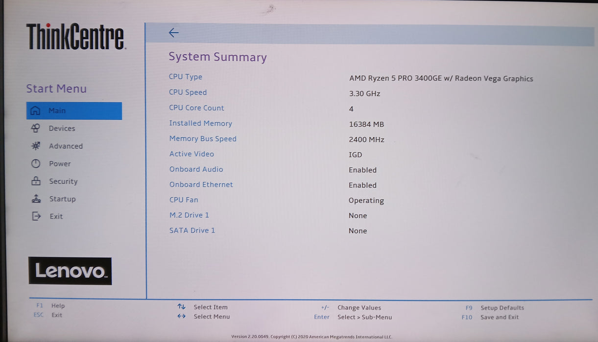 Lenovo Thinkcenter M75q-1 USFF w/ Ryzen 5 PRO 3400GE 8GB No HDD