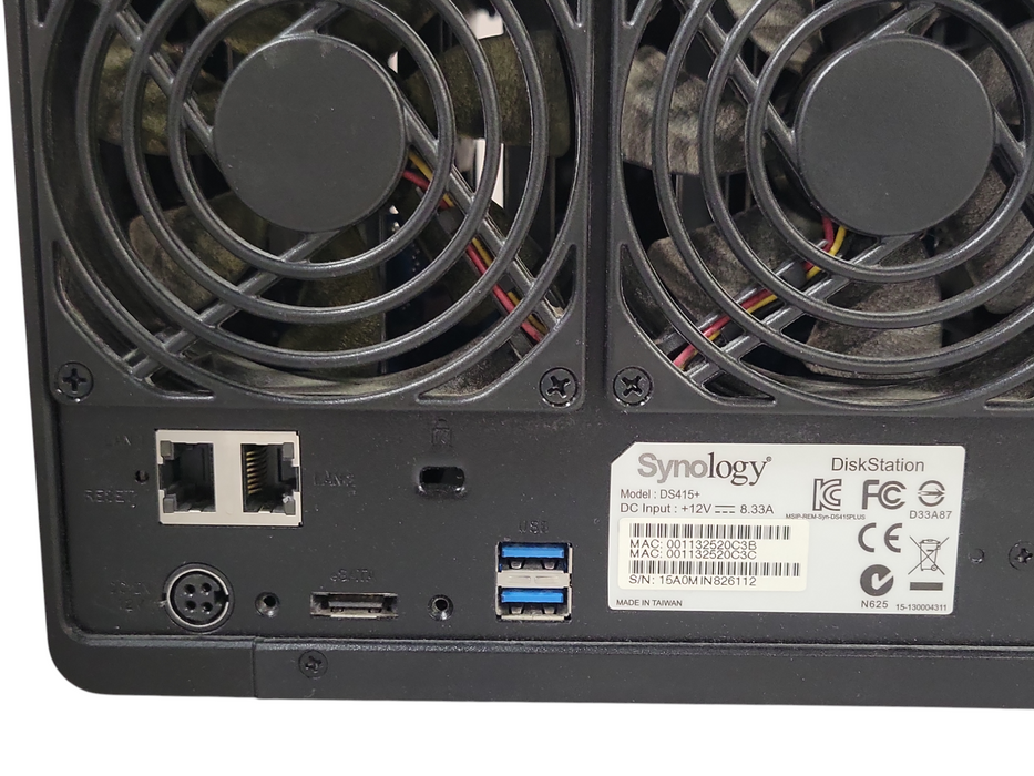 Synology DiskStation DS415+ 4-Bay NAS No HDD/No Power adapter, 4x HDD Trays READ