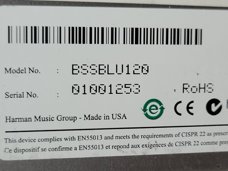 BSS Soundweb London BLU-120 Audio Processor BSSBLU120, READ