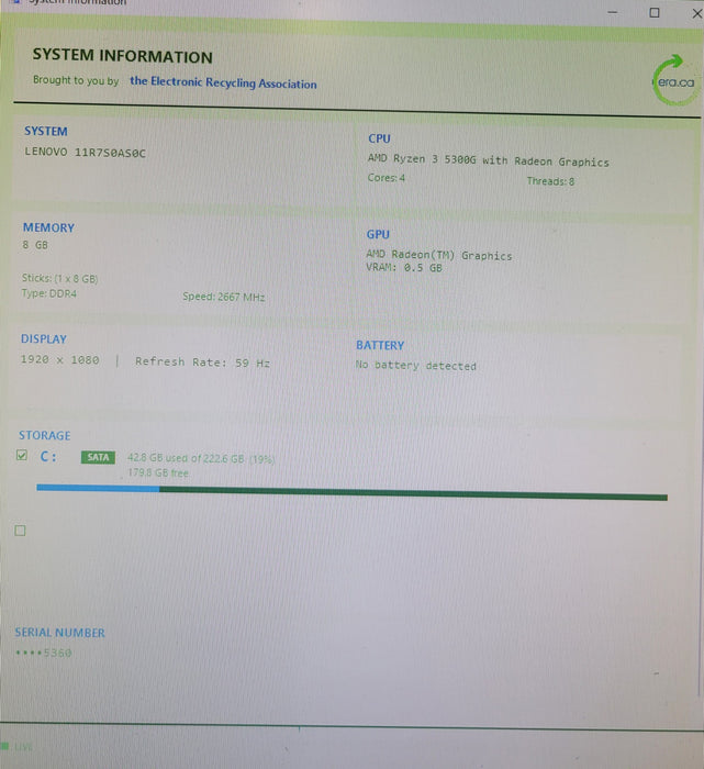 Lenovo ThinkCentre M75s Gen2 | Ryzen 3 5300G @4.0GHz 8GB DDR4 256GB SSD