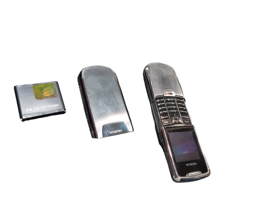 Nokia 8801 Silver Slider Cell Phone Stainless Steel RARE