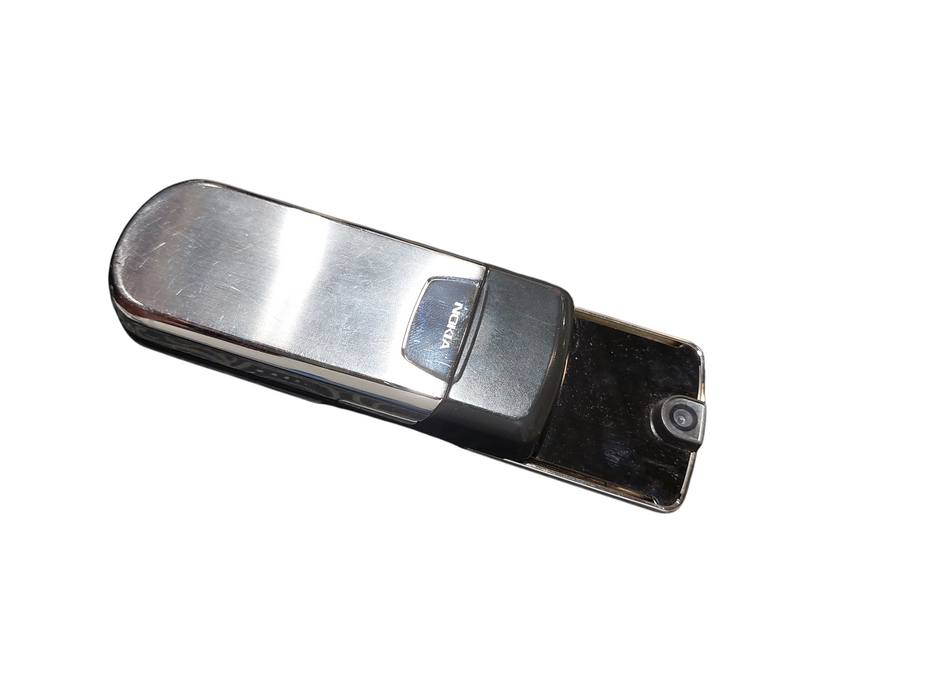 Nokia 8801 Silver Slider Cell Phone Stainless Steel RARE