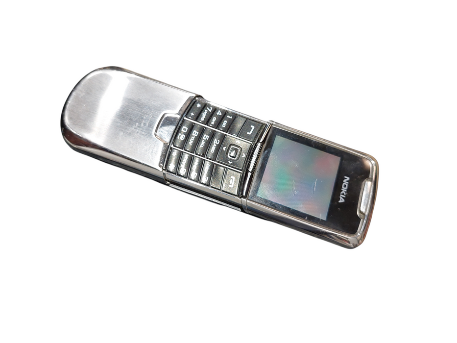 Nokia 8801 Silver Slider Cell Phone Stainless Steel RARE