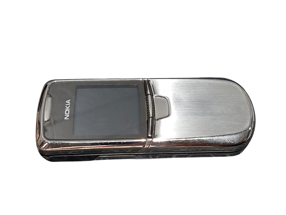 Nokia 8801 Silver Slider Cell Phone Stainless Steel RARE