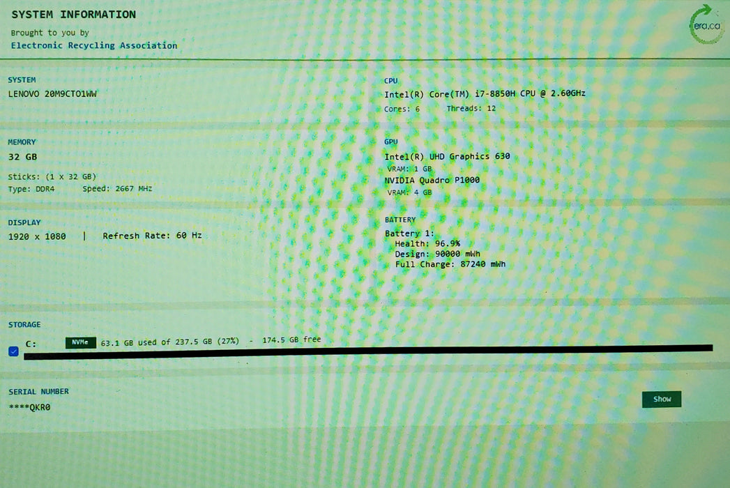 Lenovo Thinkpad P52 Intel Core i7-8850U 32 GB RAM 256GB SSD Quadro P1000 READ