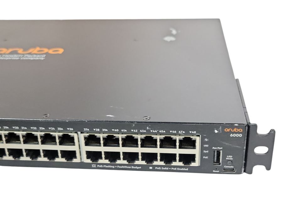 HPE Aruba 6000 48G Class4 PoE 4SFP 370W Managed Switch 48 Ports R8N85A