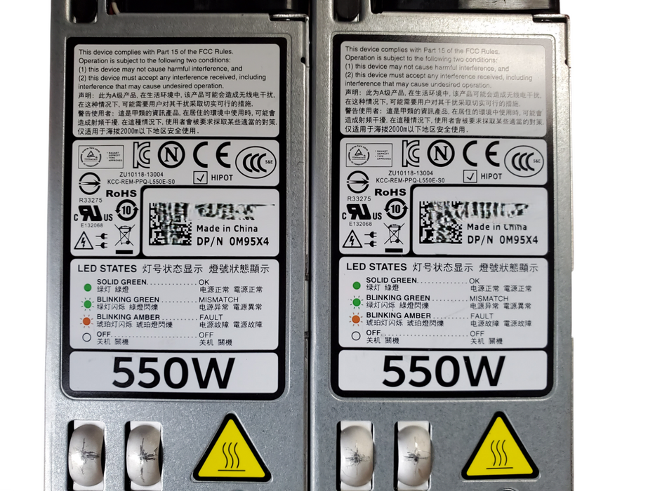 Lot 2x Dell 0M95X4 PowerEdge Server Power Supply - 550W 80+ Titanium