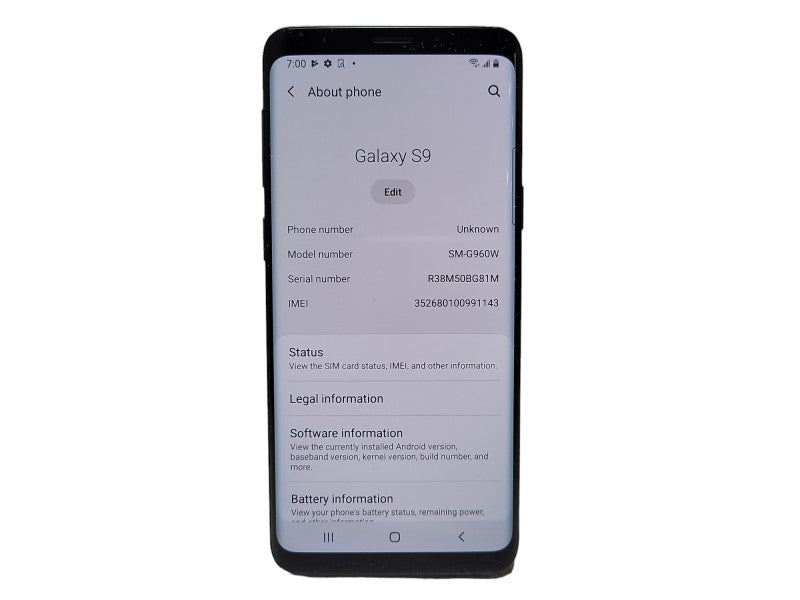Samsung Galaxy S9 64GB (SM-G960W) READ Q$