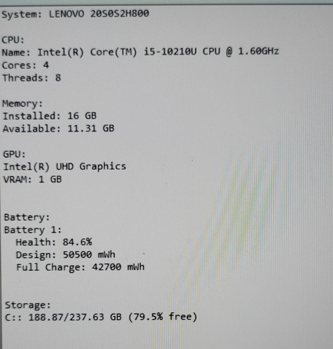 Lenovo ThinkPad T14 i5-10210U 16GB DDR4 256GB NVMe  β Lap200
