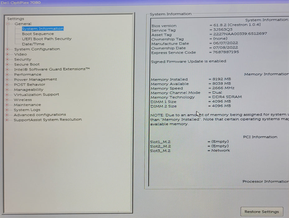 Dell OptiPlex 7080 Micro, Intel Core i5-10500T 2.30GH, 8GB DDR4, 240GB SSD, READ