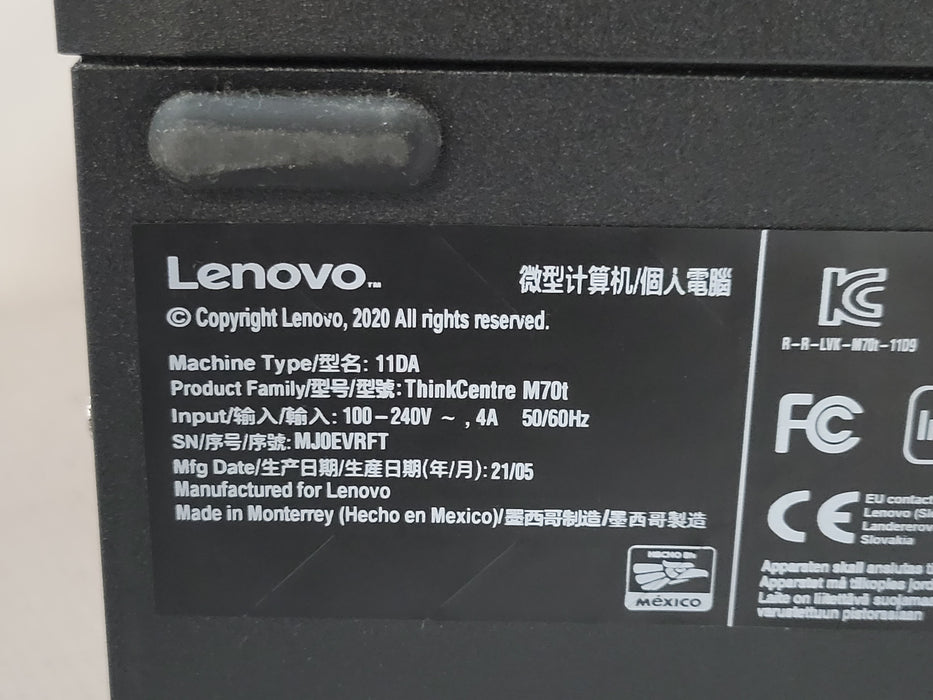 Lenovo ThinkCentre M70t, Core i5-10400 2.90GHz, 8GB DDR4, 240GB SSD