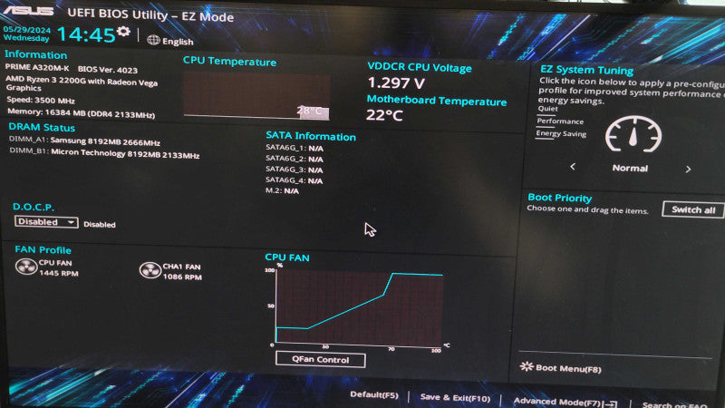 AMD Ryzen 3 2200G w/VEGA | ASUS PRIME A320M-K | 16GB RAM | M.2 | I/O Plate %